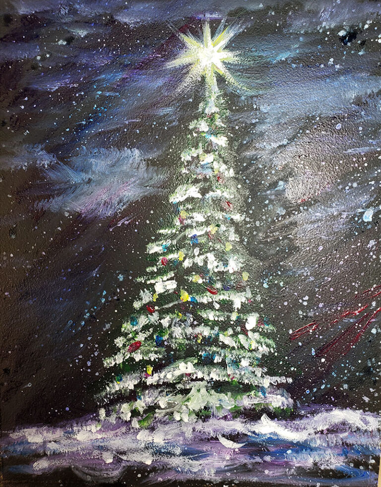 Christmas Tree Acrylic Painting | RJB Art Studio